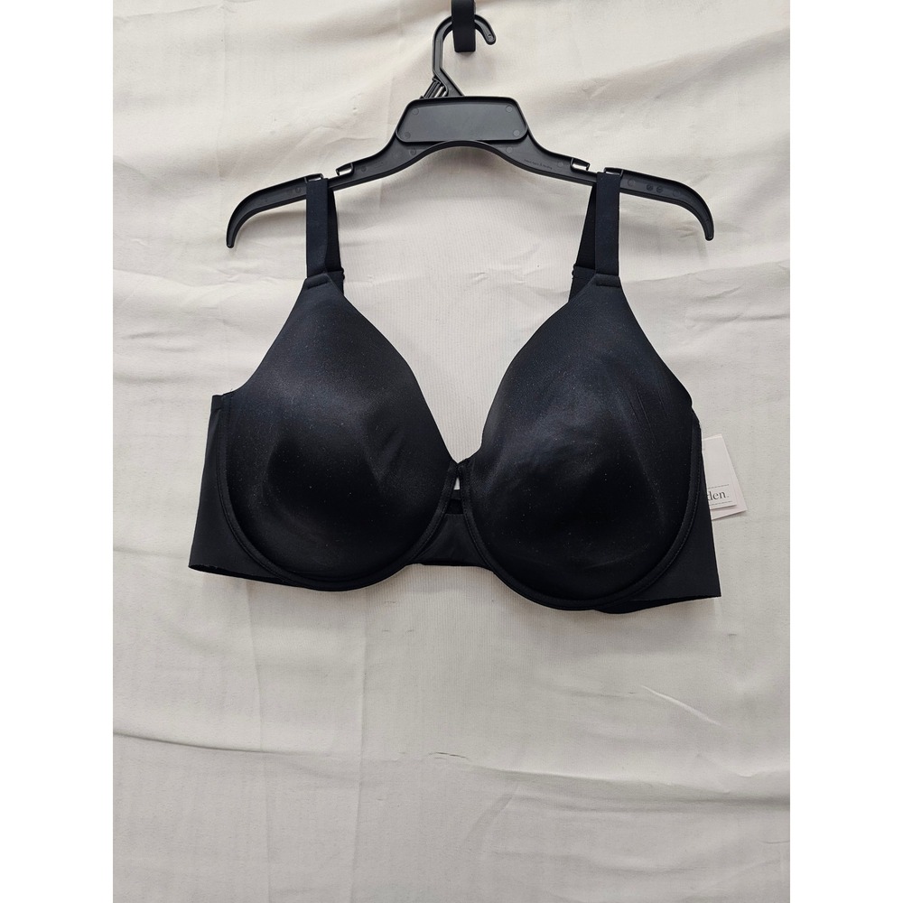 Auden Womens Lightly Lined Full Coverage Bra Black Nylon Blend Casual Size 46DD
